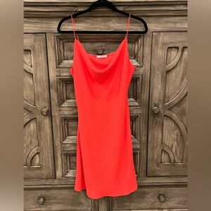NWT Women’s TIMING Bright Coral/Melon Drape Neck Spaghetti Strap Dress (L)